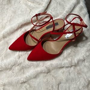 INC red wrap strap mule sandals size 8